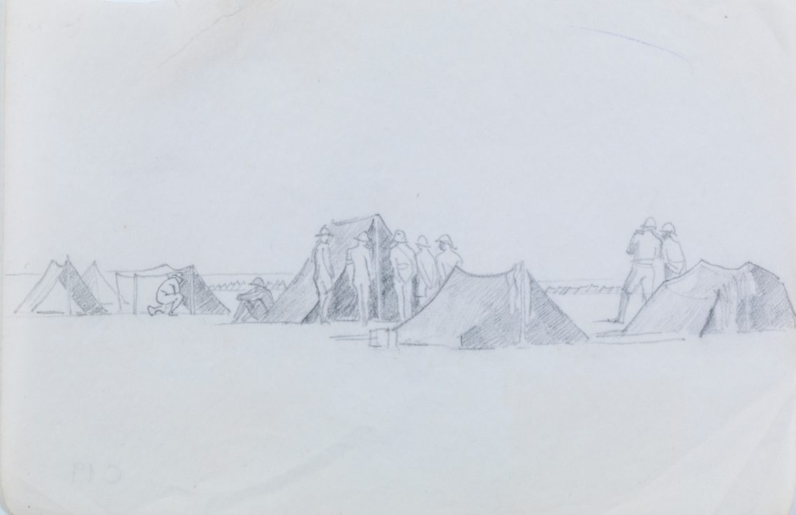 Henry_Lamb_Sketch-of-tents-C19, 11.8 x 17.5 cm,