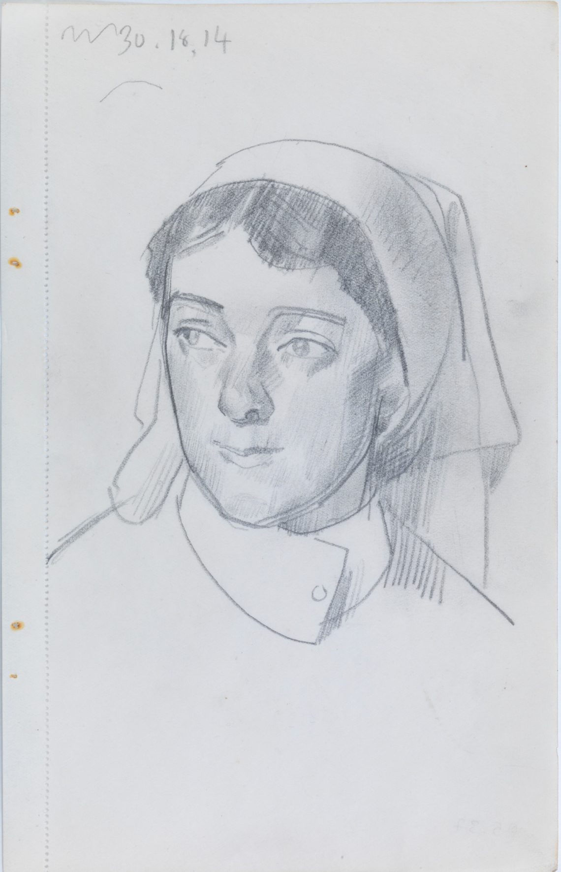Henry_Lamb_Portrait-of-nurse-Fecamp-F5.37, 22.7 x 14.5cm,