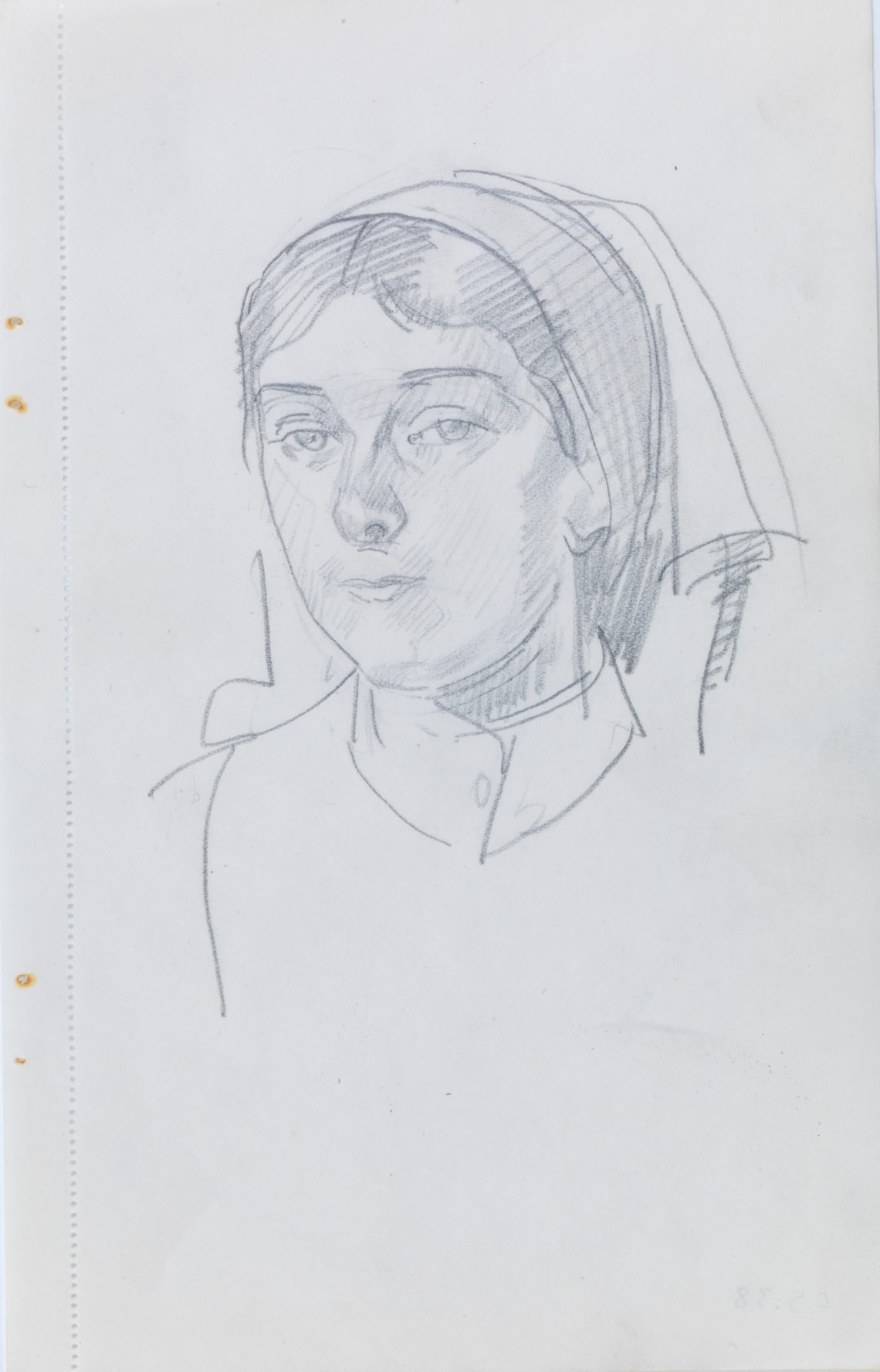 Henry_Lamb_Portrait-of-nurse-Fecamp-F5.38, 22.7 x 14.5 cm