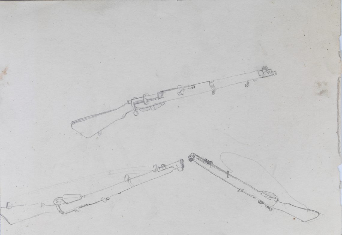 Henry_Lamb_Sketch-of-guns-V35b, 25.1 x 17.5