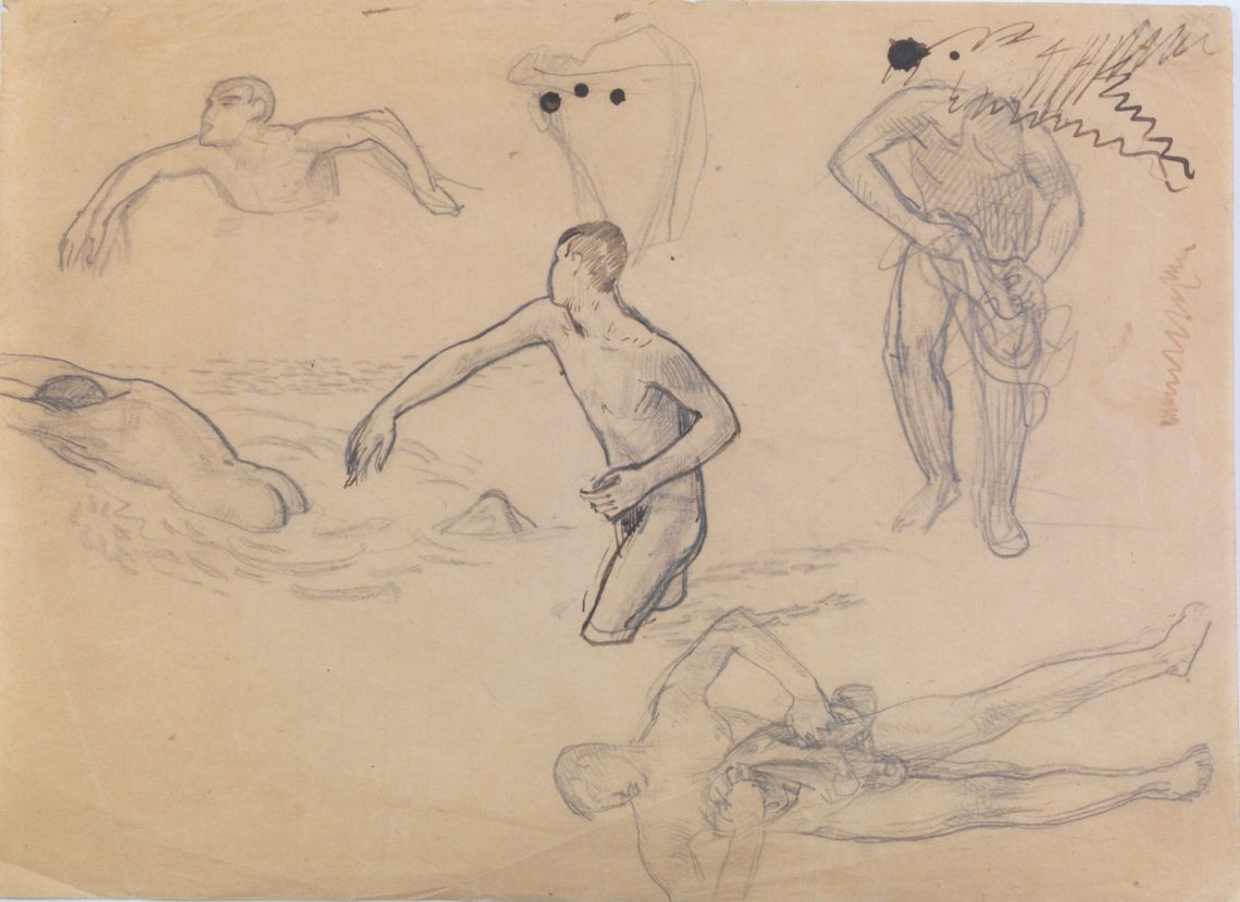 Henry_Lamb_Sketch-for-troops-bathing-on-the-Struma-Z4, 18.1 x 25cm